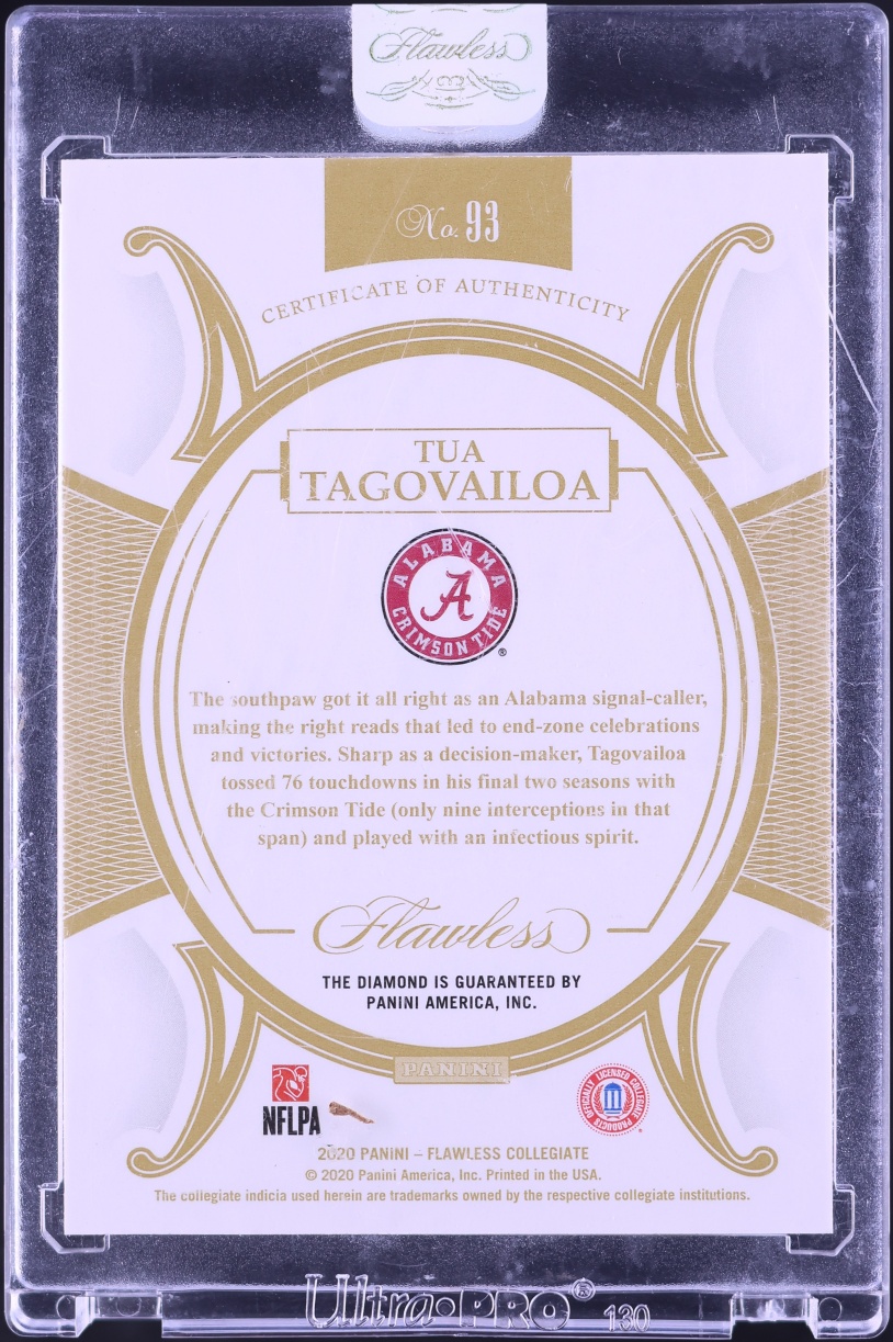 2020 Panini Flawless Collegiate Diamond Gems Tua Tagovailoa ROOKIE /20 #93