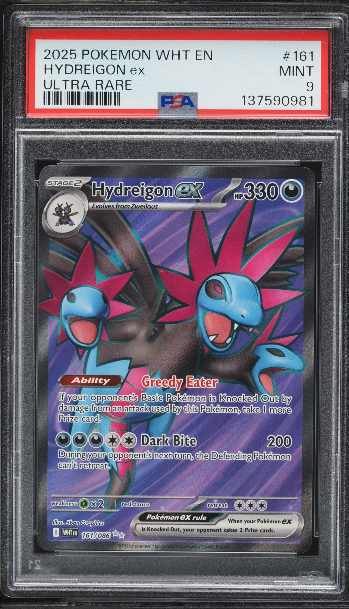 2025 Pokemon Scarlet & Violet White Flare Full Art Hydreigon ex #161 PSA 9 MINT
