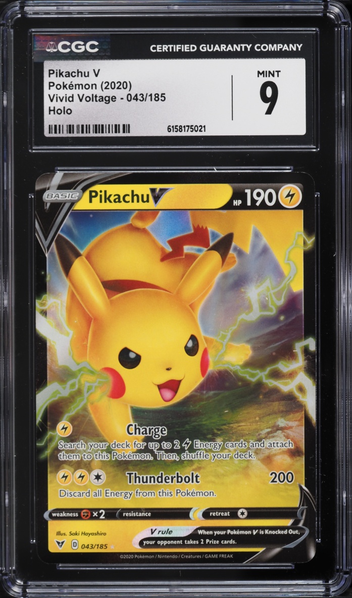 2020 Pokemon Sword & Shield Vivid Voltage Alt Art Pikachu V #43 CGC 9 MINT