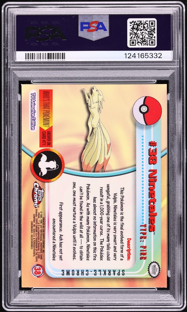 2000 Topps Chrome Pokemon Series 1 Sparkle Ninetales #38 PSA 10 GEM MINT