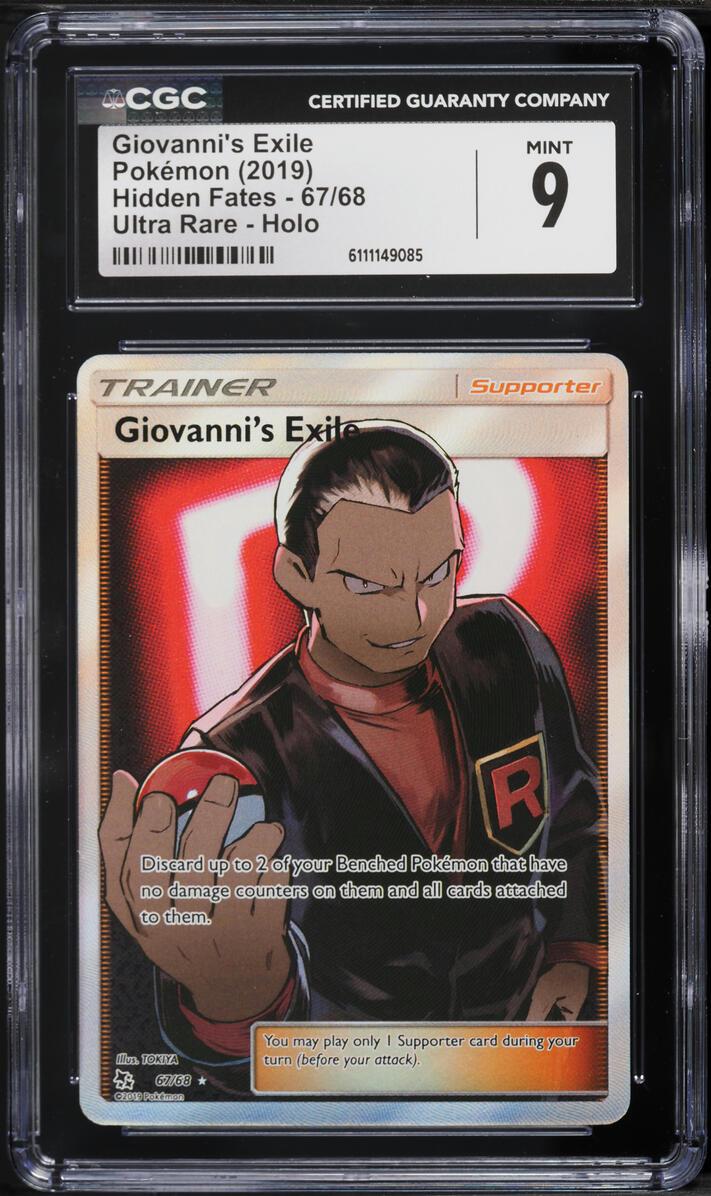 2019 Pokemon Sun & Moon Hidden Fates Full Art Giovanni's Exile #67 CGC 9 MINT
