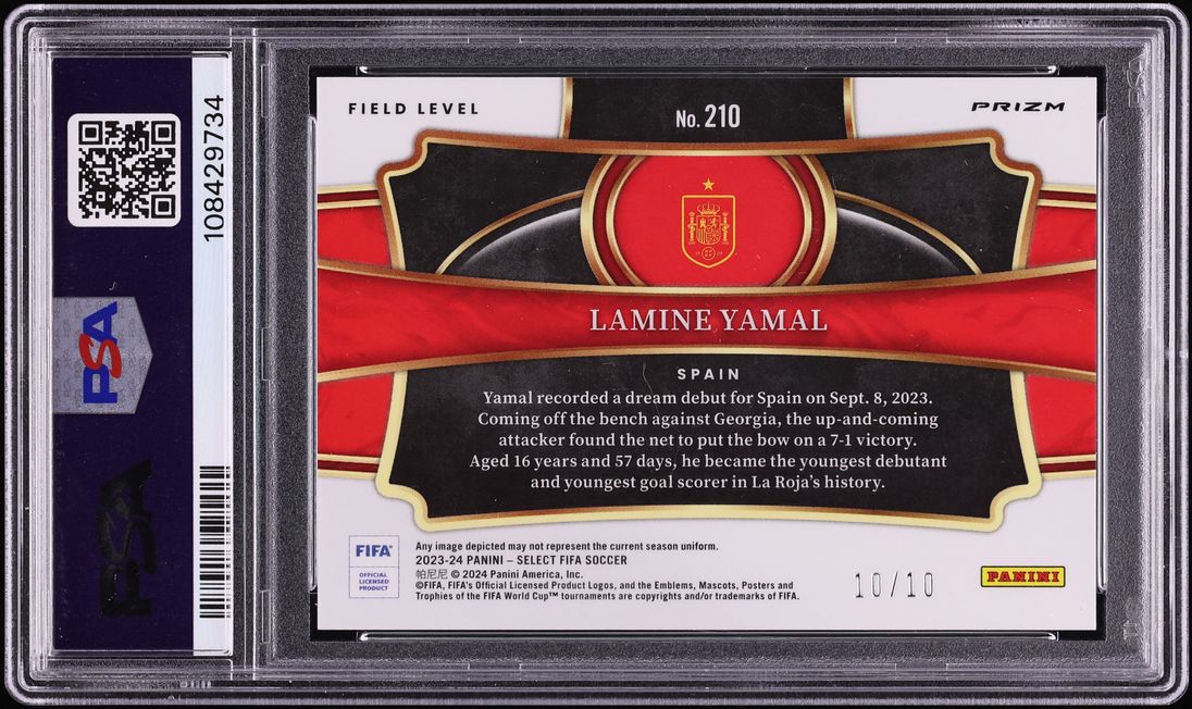 2023 Select Field Level FIFA Gold Mojo Lamine Yamal ROOKIE 10/10 #210 PSA 10 GEM MINT