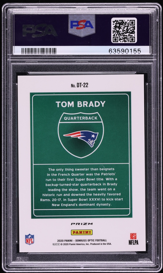 2020 Donruss Optic Downtown Tom Brady #DT-22 PSA 10 GEM MINT