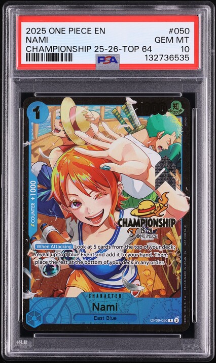 2025 One Piece Promo Championship Top 64 Nami #OP09-050 PSA 10 GEM MINT