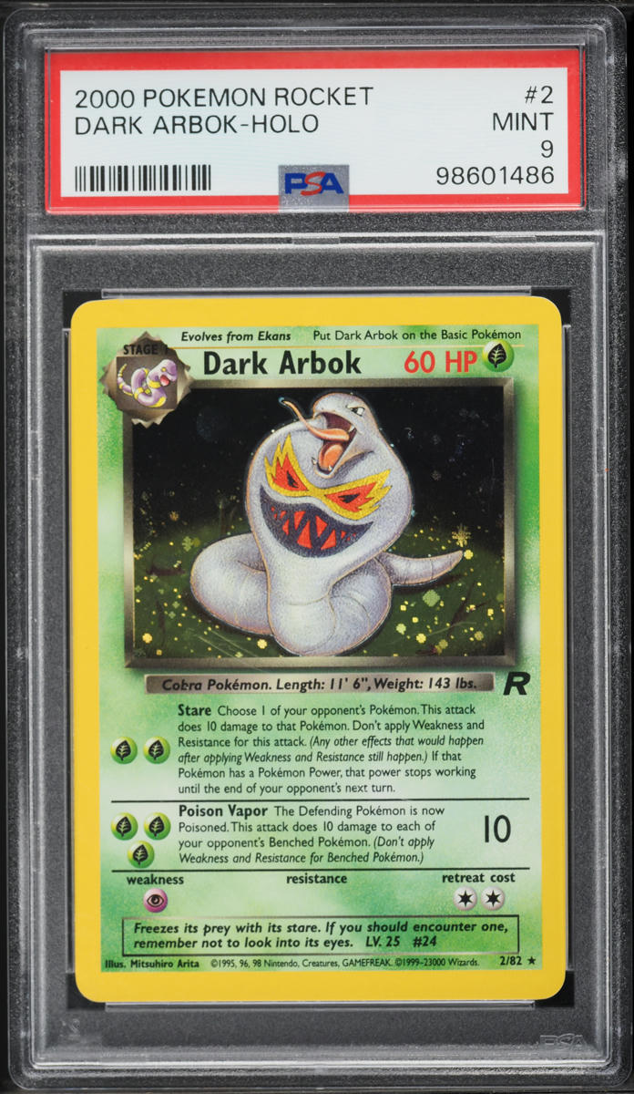 2000 Pokemon Team Rocket Holo Dark Arbok #2 PSA 9 MINT