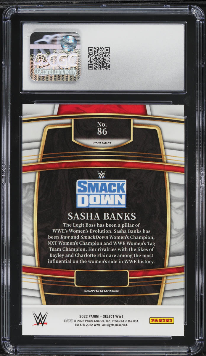 2022 Select WWE Concourse Scope Prizm Sasha Banks #86 CGC 8 NM-MT