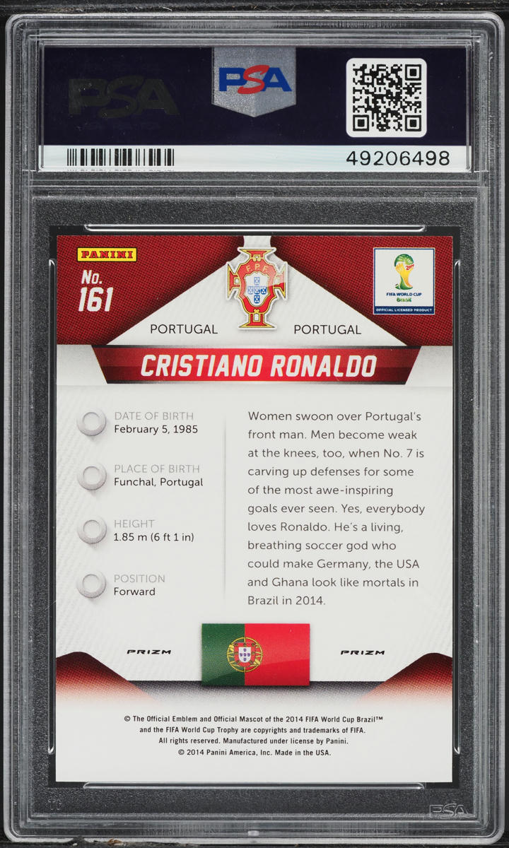 2014 Panini Prizm World Cup Blue Pulsar Cristiano Ronaldo #161 PSA 10 GEM MINT
