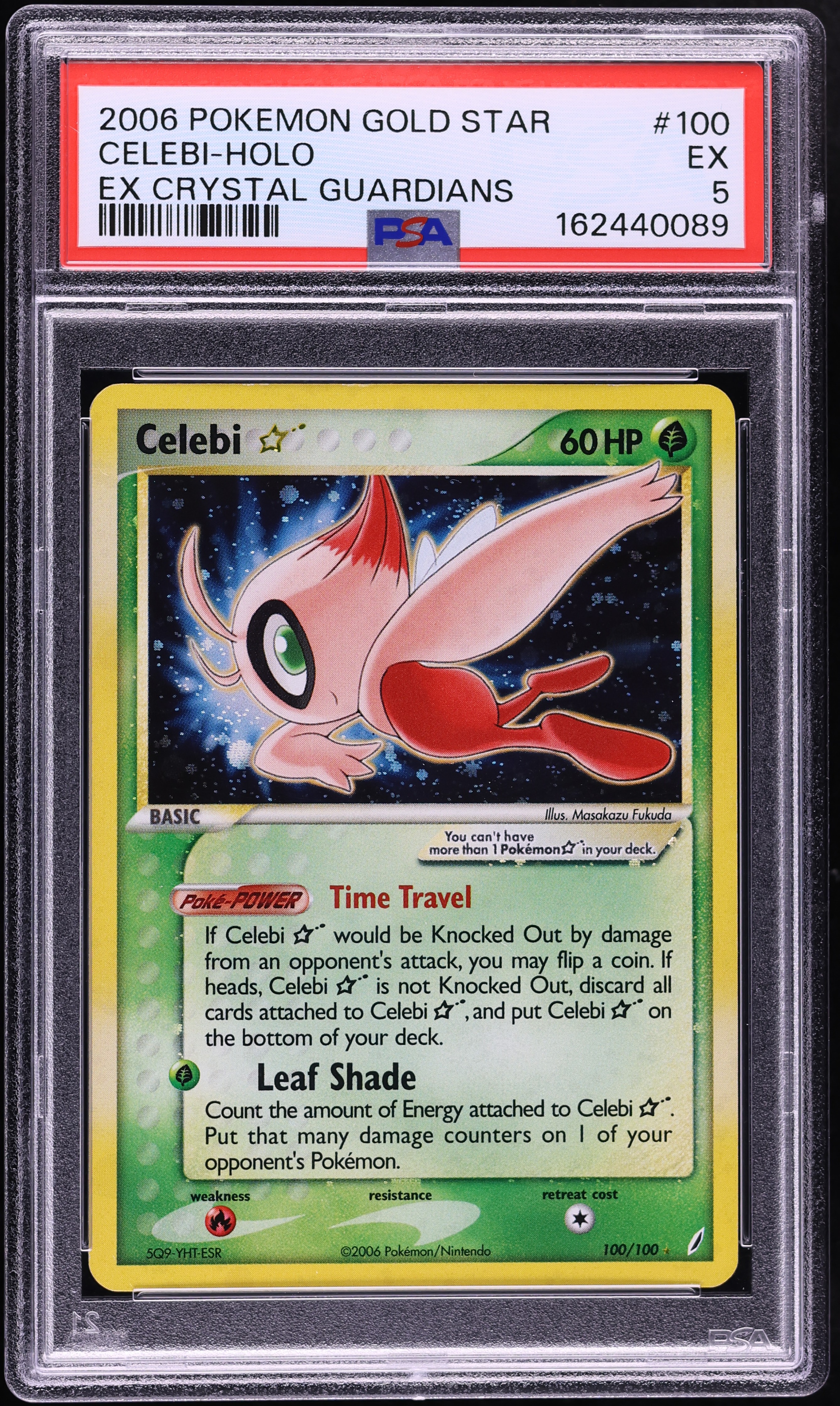 2006 Pokemon EX Crystal Guardians Holo Celebi Gold Star #100 PSA 5 EX