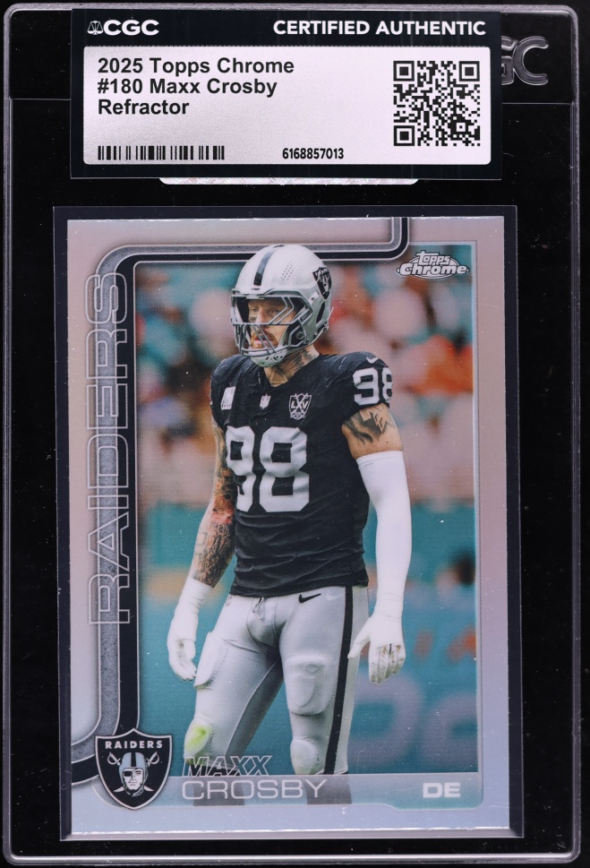 2025 Topps Chrome Refractor Maxx Crosby #180 CGC AUTH