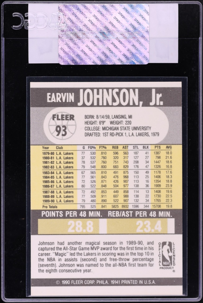 1990 Fleer Basketball Magic Johnson #93 CGC AUTH