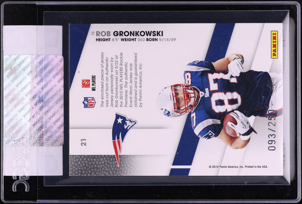 2010 Panini Certified Potential Materials Rob Gronkowski ROOKIE PATCH /250 #21 CGC AUTH