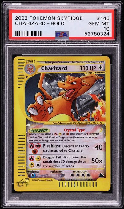 2003 Pokemon Skyridge Holo Crystal Charizard #146 PSA 10 GEM MINT