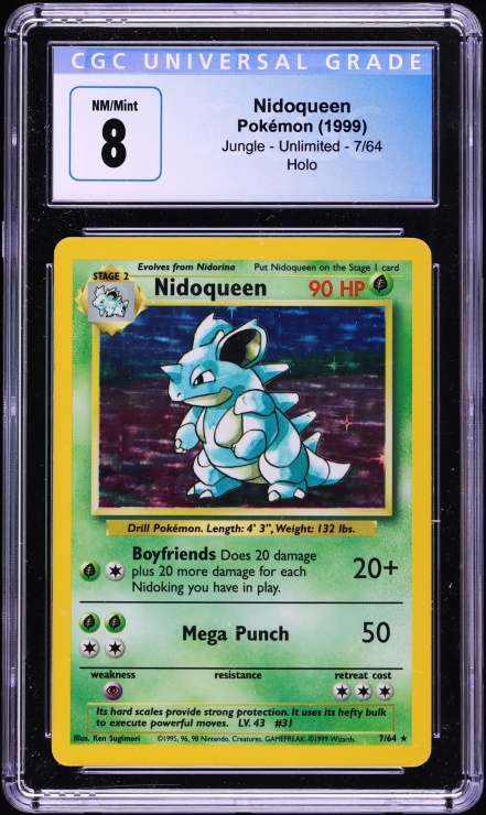 1999 Pokemon Jungle Holo Nidoqueen #7 CGC 8 NM-MT