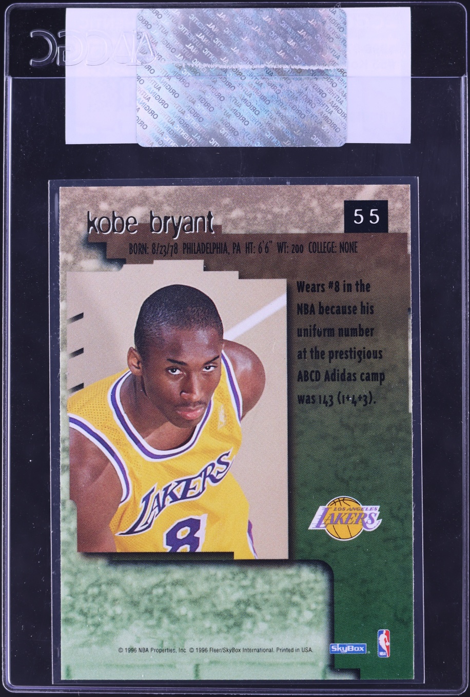1996 Skybox Premium Kobe Bryant ROOKIE #55 CGC AUTH