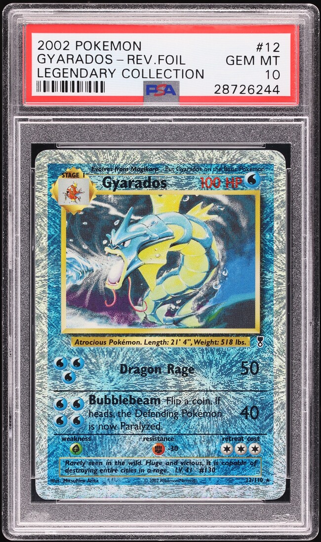 2002 Pokemon Legendary Collection Reverse Holo Gyarados #12 PSA 10 GEM MINT