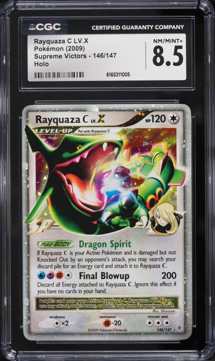 2009 Pokemon Platinum Supreme Victors Holo Rayquaza C LV.X #146 CGC 8.5 NM-MT+