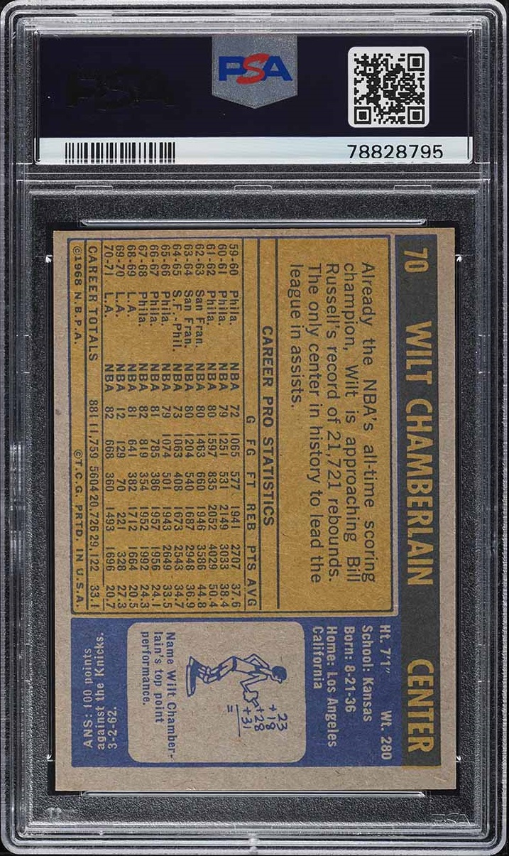 1971 Topps Basketball Wilt Chamberlain #70 PSA 8.5 NM-MT+