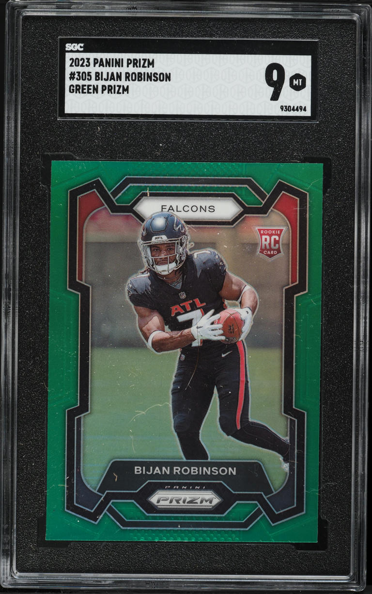 2023 Panini Prizm Green Bijan Robinson ROOKIE #305 SGC 9 MINT