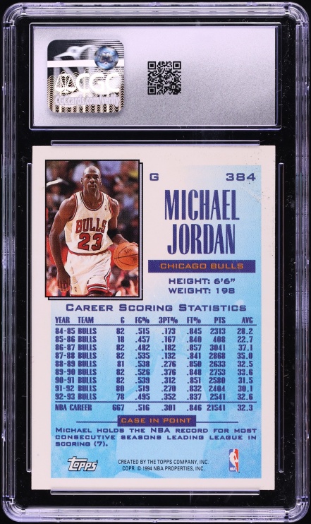 1993 Topps Basketball Michael Jordan #384 CGC 6 EXMT