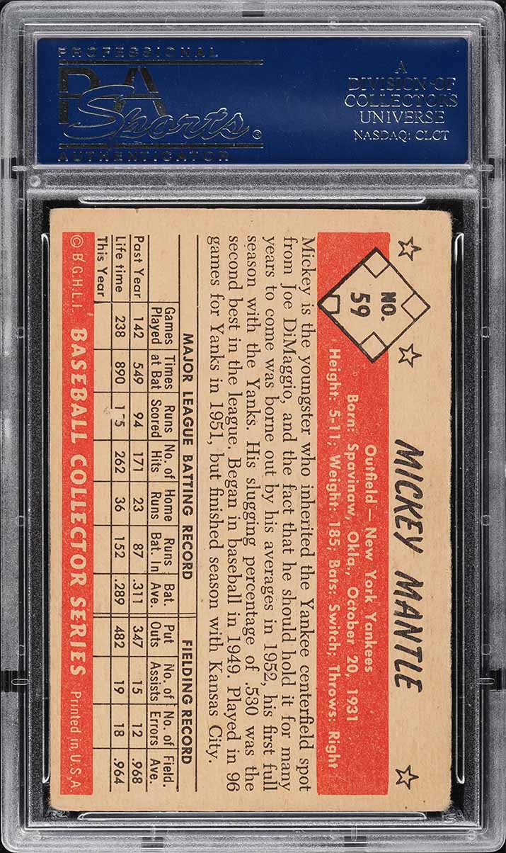 1953 Bowman Color Mickey Mantle #59 PSA 2.5 GD+