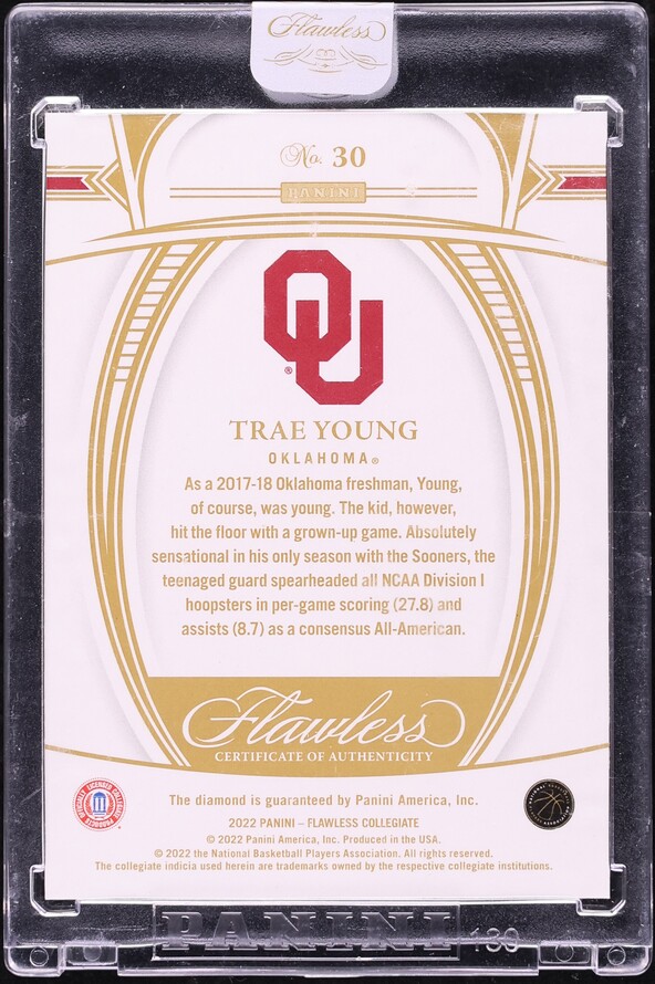 2022 Panini Flawless Collegiate Diamond Gems Trae Young /25 #30