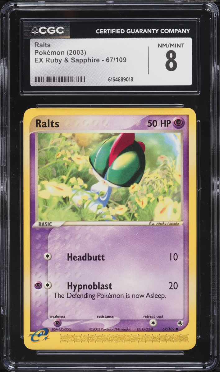 2003 Pokemon EX Ruby & Sapphire Ralts #67 CGC 8 NM-MT
