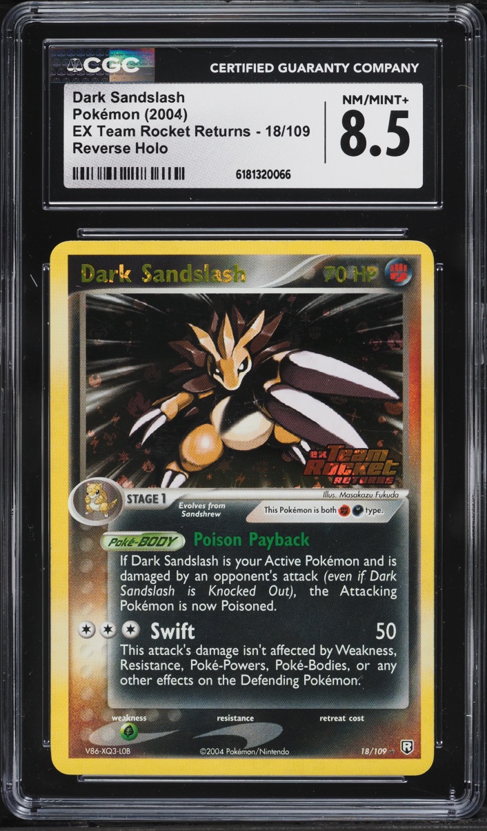 2004 Pokemon EX Team Rocket Returns Reverse Holo Dark Sandslash #18 CGC 8.5 NM-MT+