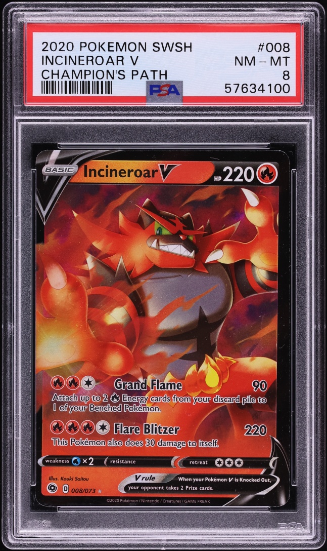 2020 #8 Incineroar V PSA 8 Pokemon Sword & Shield Champion'S Path