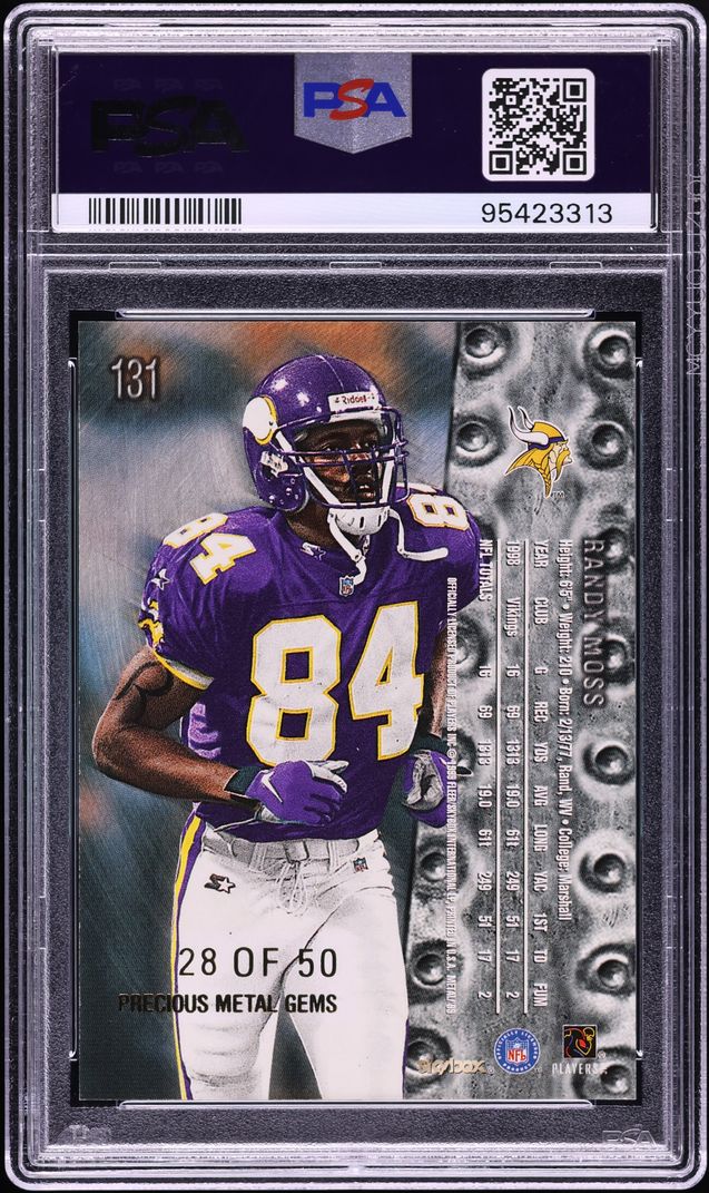 1999 Metal Universe Precious Metal Gems PMG Randy Moss /50 #131 PSA 7 NRMT - Photo 2