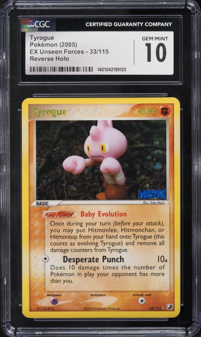 2005 Pokemon EX Unseen Forces Reverse Holo Tyrogue #33 CGC 10 GEM MINT