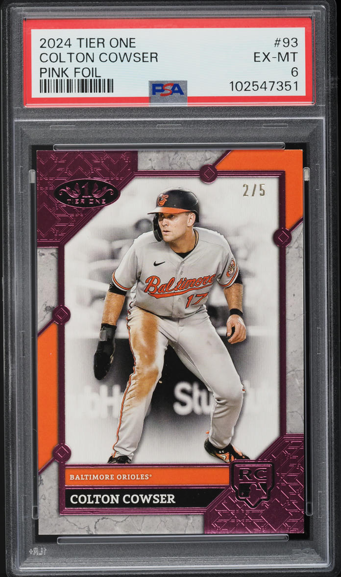2024 Topps Tier One Pink Foil Colton Cowser ROOKIE /5 #93 PSA 6 EXMT