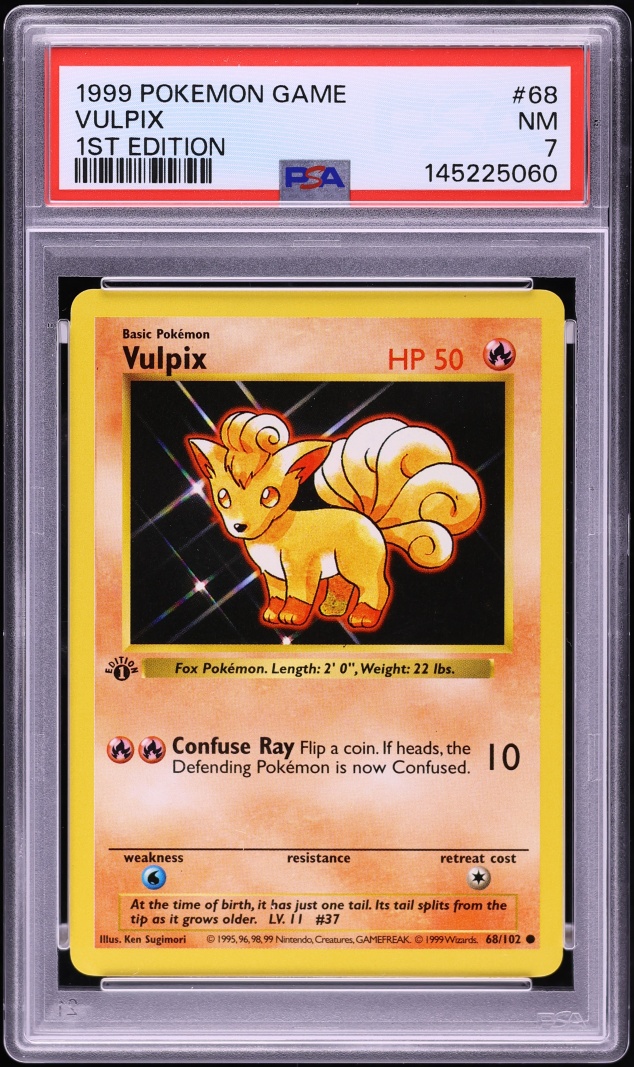 1999 Pokemon Base Set Shadowless 1st Edition Vulpix #68 PSA 7 Nrmt