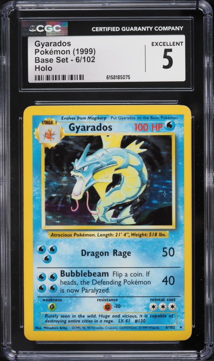 1999 Pokemon Base Set Holo Gyarados #6 CGC 5 EX