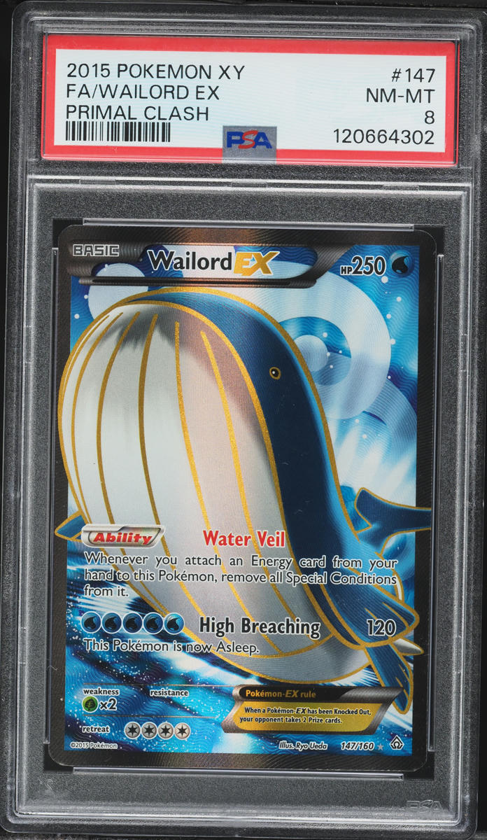 2015 Pokemon XY Primal Clash Full Art Wailord EX #147 PSA 8 NM-MT
