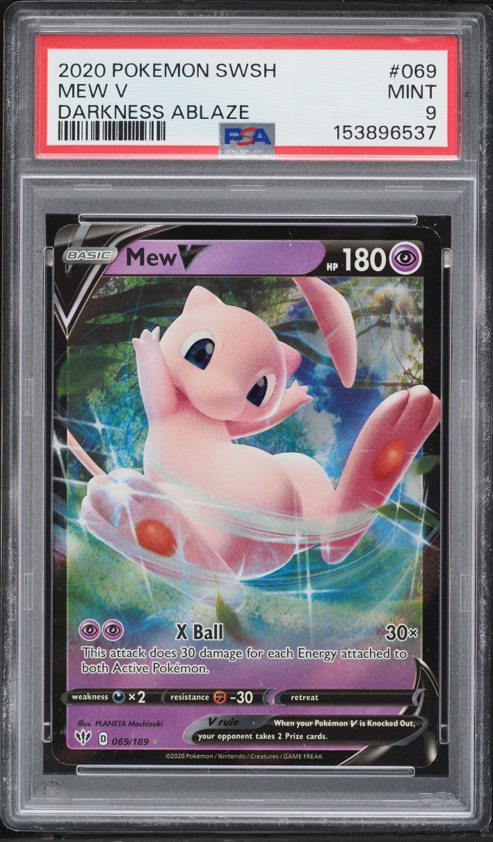 2020 Pokemon Sword & Shield Darkness Ablaze Holo Mew V #69 PSA 9 MINT