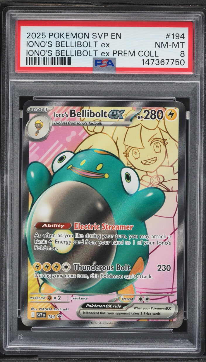 2025 Pokemon Scarlet & Violet Promo Premium Full Art Iono's Bellibolt ex #194 PSA 8 NM-MT