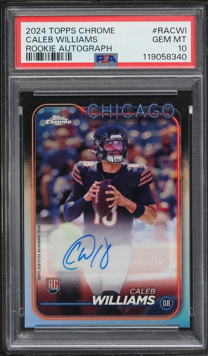 2024 Topps Chrome Football Caleb Williams ROOKIE AUTO #RA-CWI PSA 10 GEM MINT
