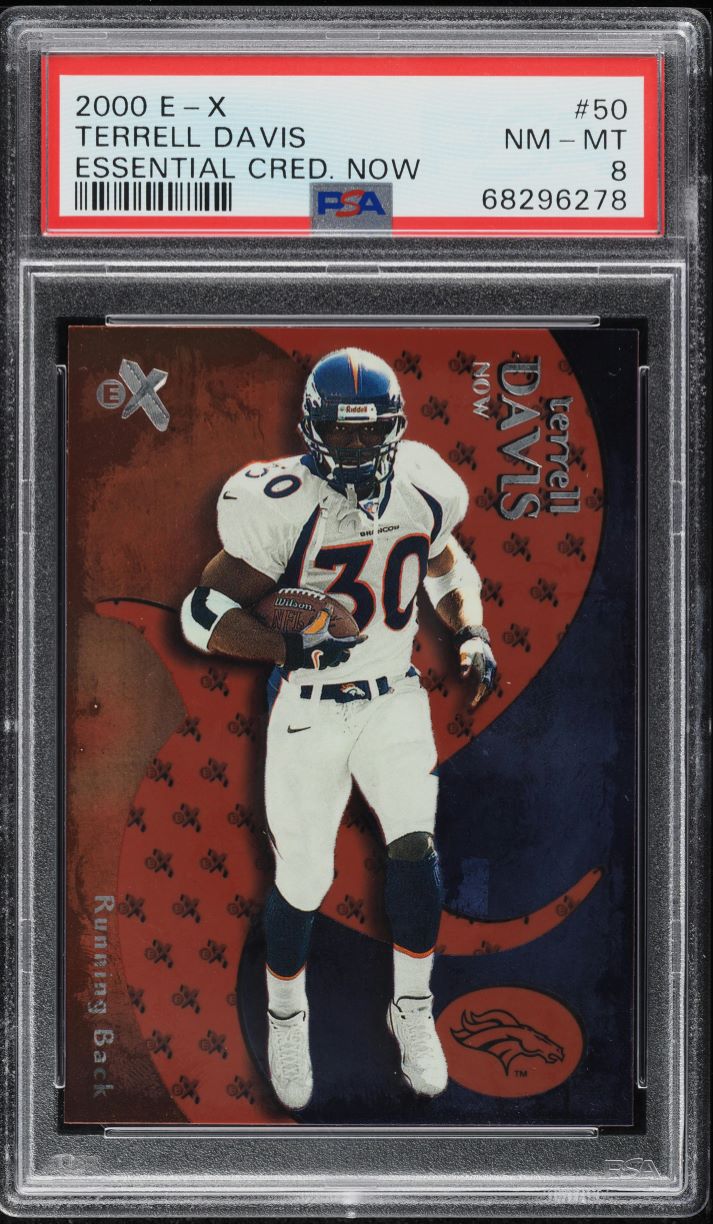 2000 Fleer E-X Essential Credentials Now Terrell Davis /50 #50 PSA 8 NM-MT