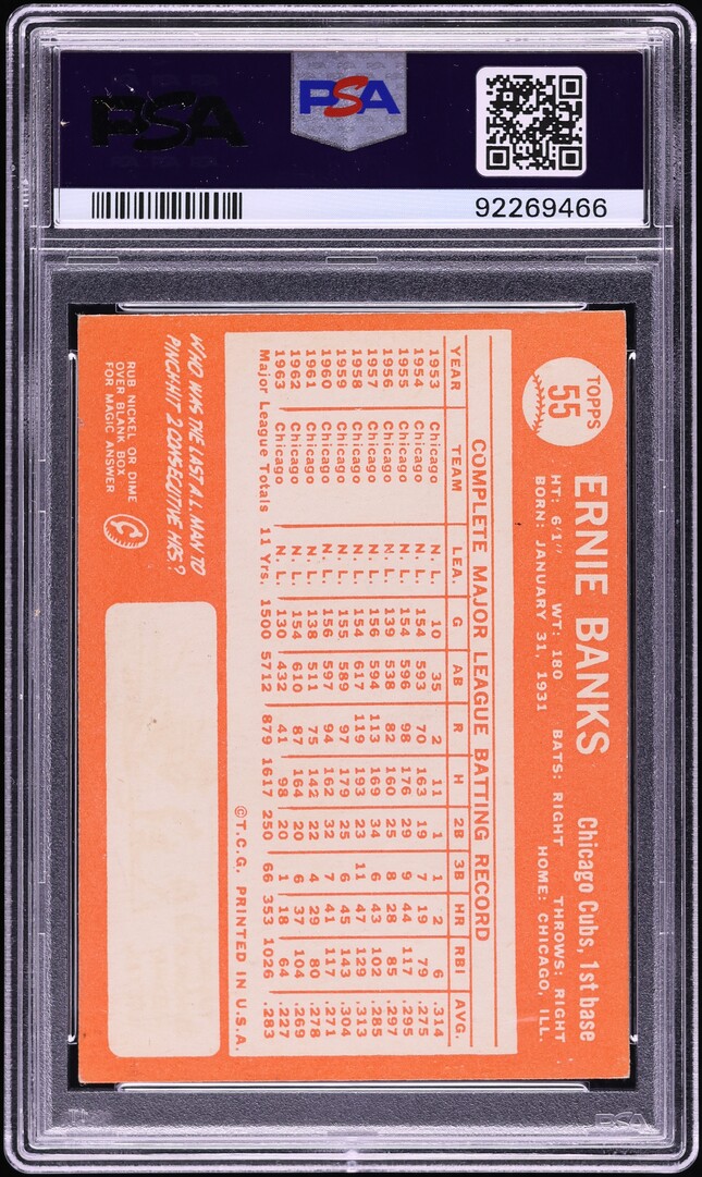1964 Topps Ernie Banks #55 PSA 5 EX