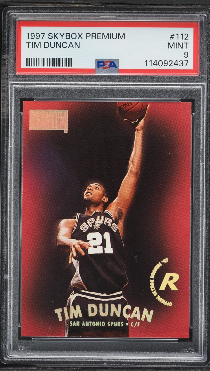 1997 Skybox Premium Tim Duncan ROOKIE #112 PSA 9 MINT