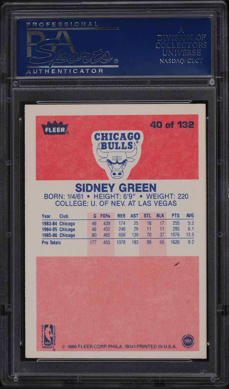 1986 Fleer Basketball Sidney Green #40 PSA 9 MINT