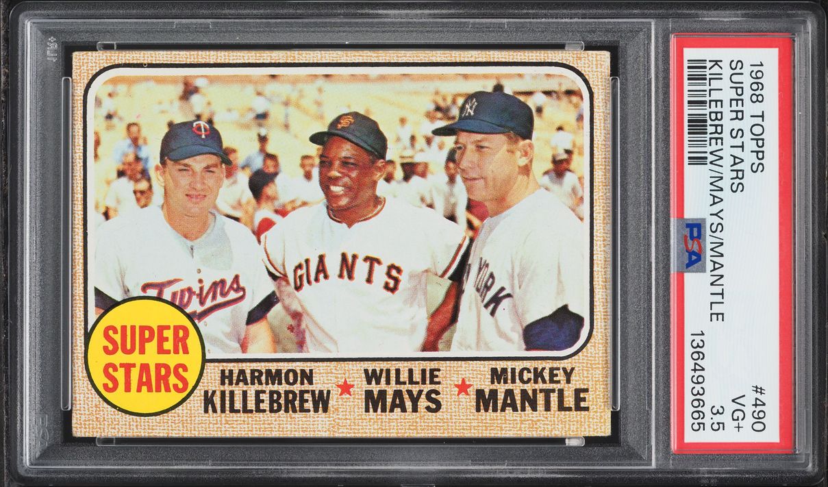 1968 Topps Mickey Mantle Willie Mays Harmon Killebrew SUPER STARS #490 PSA 3.5 VG+