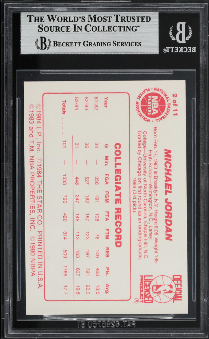 1985 Star All-Rookie Team Michael Jordan ROOKIE #2 BGS 7 NRMT