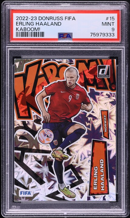 2022 Finest Flashbacks UEFA Purple Erling Haaland /15 #100 PSA 9