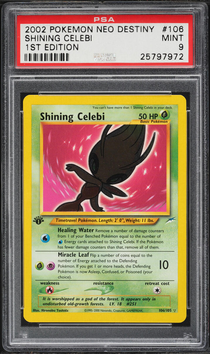 2002 Pokemon Neo Destiny 1st Edition Shining Celebi #106 PSA 9 MINT