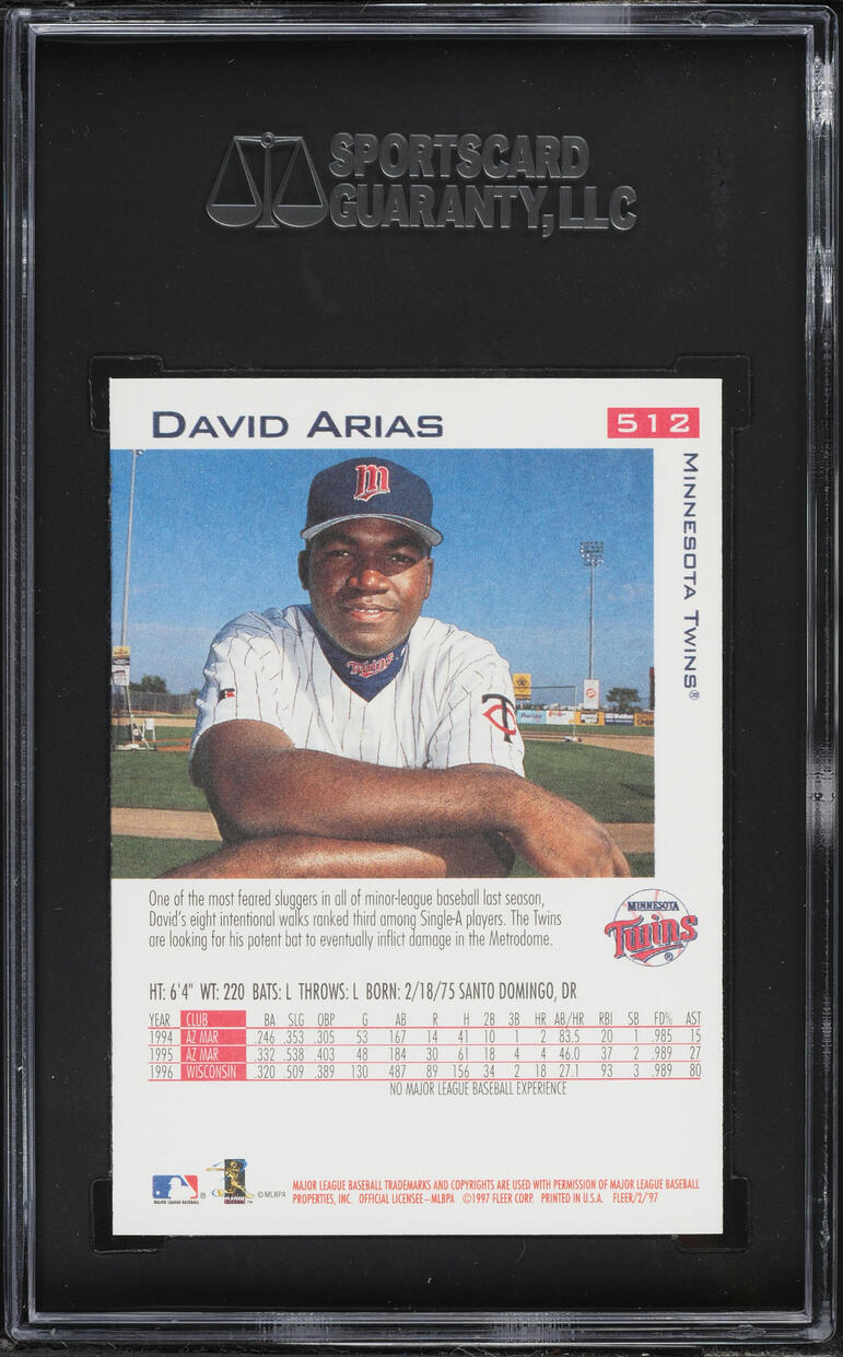 1997 Fleer David Ortiz ROOKIE #512 SGC 9.5 MINT+
