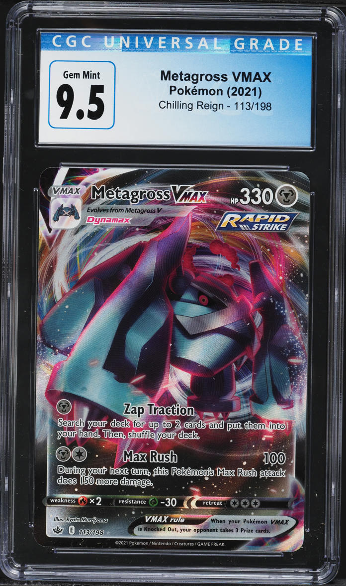 2021 Pokemon Sword & Shield Chilling Reign Full Art Metagross VMAX #113 CGC 9.5 GEM MINT