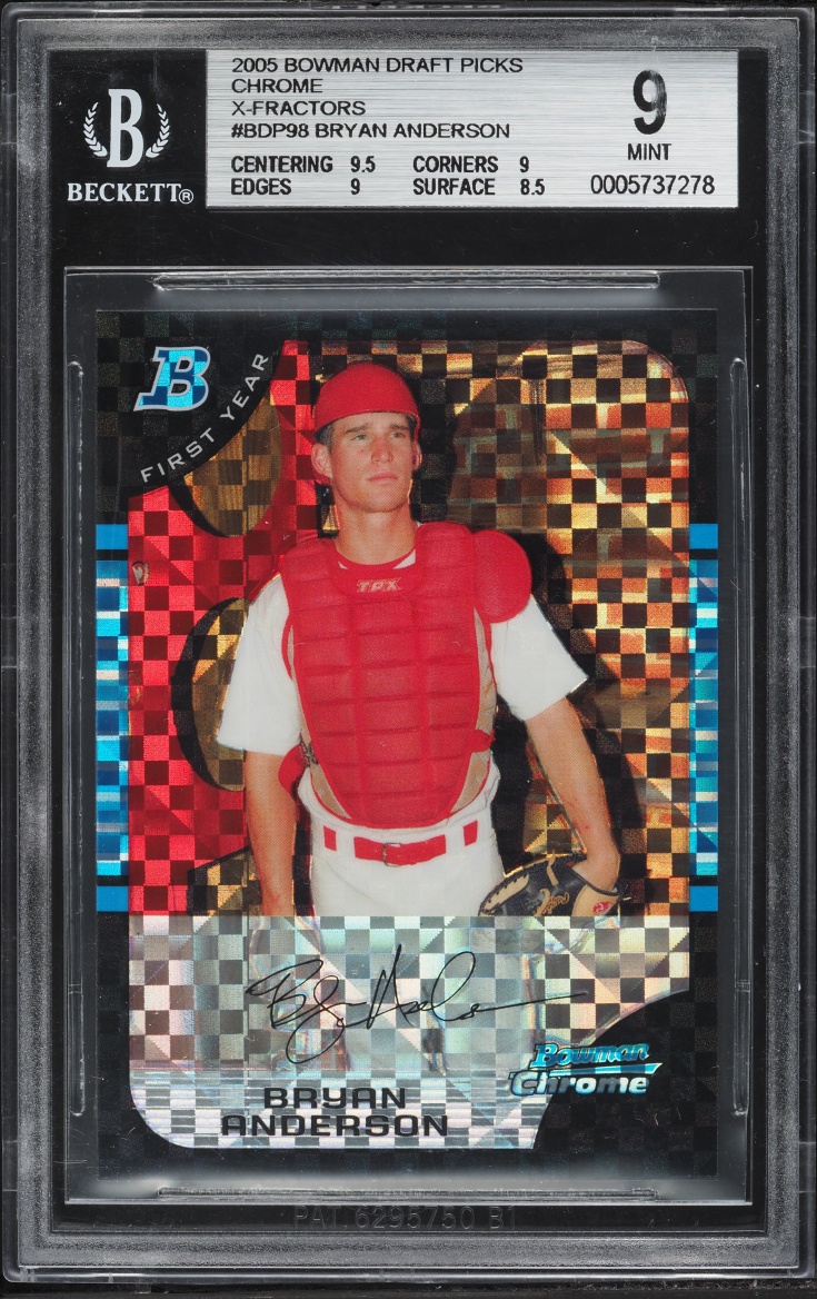2005 Bowman Chrome Draft Xfractor Bryan Anderson PROSPECT /250 #98 BGS 9 MINT