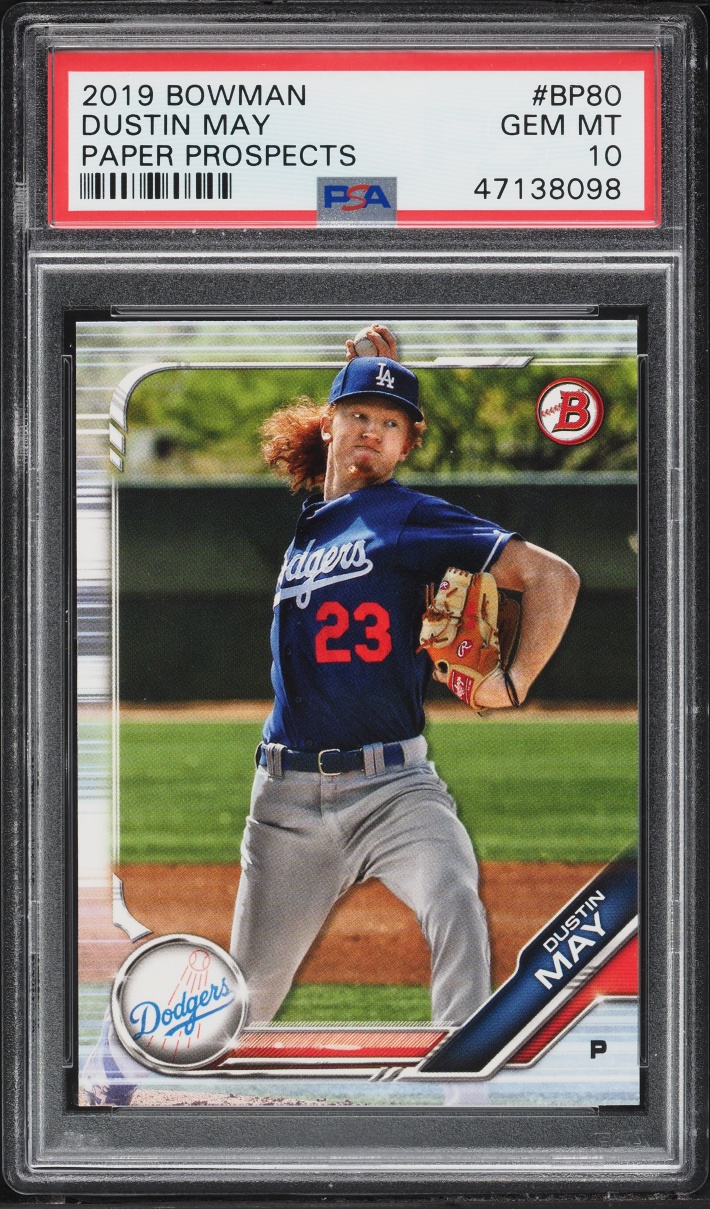2019 Bowman Paper Dustin May PROSPECT #BP80 PSA 10 GEM MINT