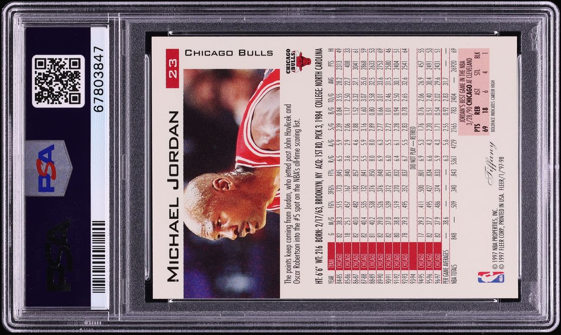 1997 Fleer Tiffany Michael Jordan #23 PSA 8 NM-MT